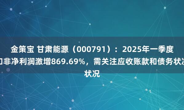 金策宝 甘肃能源（000791）：2025年一季度扣非净利润激增869.69%，需关注应收账款和债务状况